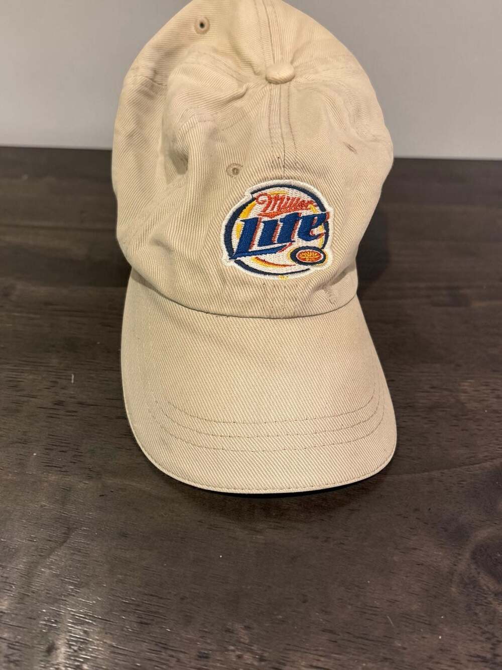 Vintage Miller Lite Tan Cotton Baseball Cap Hat